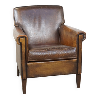 Fauteuil en cuir de mouton Art Déco