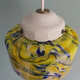 Multicolored veined opaline pendant lamp, 60s