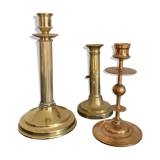 Set 3 vintage brass candlesticks