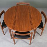 Iconic Dining Set by Hans Olsen – Teak Round Table and 4 Chairs, Denmark, 1960s