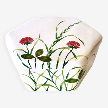 Boîte bonbonnière céramique décor floral peint à la main ITALIE