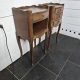 Pair of Louis XV style oak bedside tables
