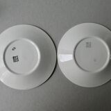 2 coffee set, Digoin, pink leaf décor, 60s