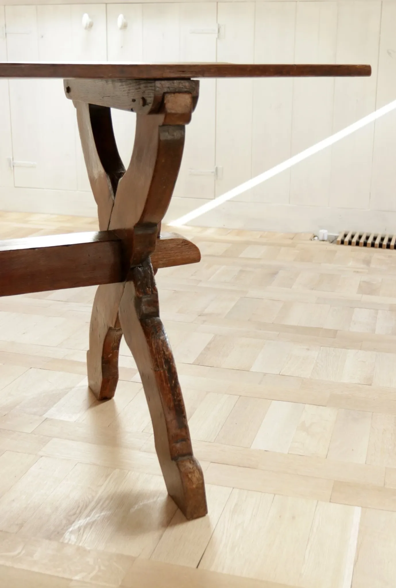 17th-century French oak refectory table / trestle table – 240 cm