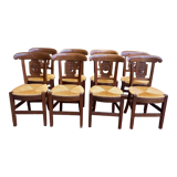 Suite of 8 rustic Provencal mulched chairs
