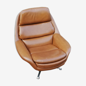 Fauteuil vintage coque marron