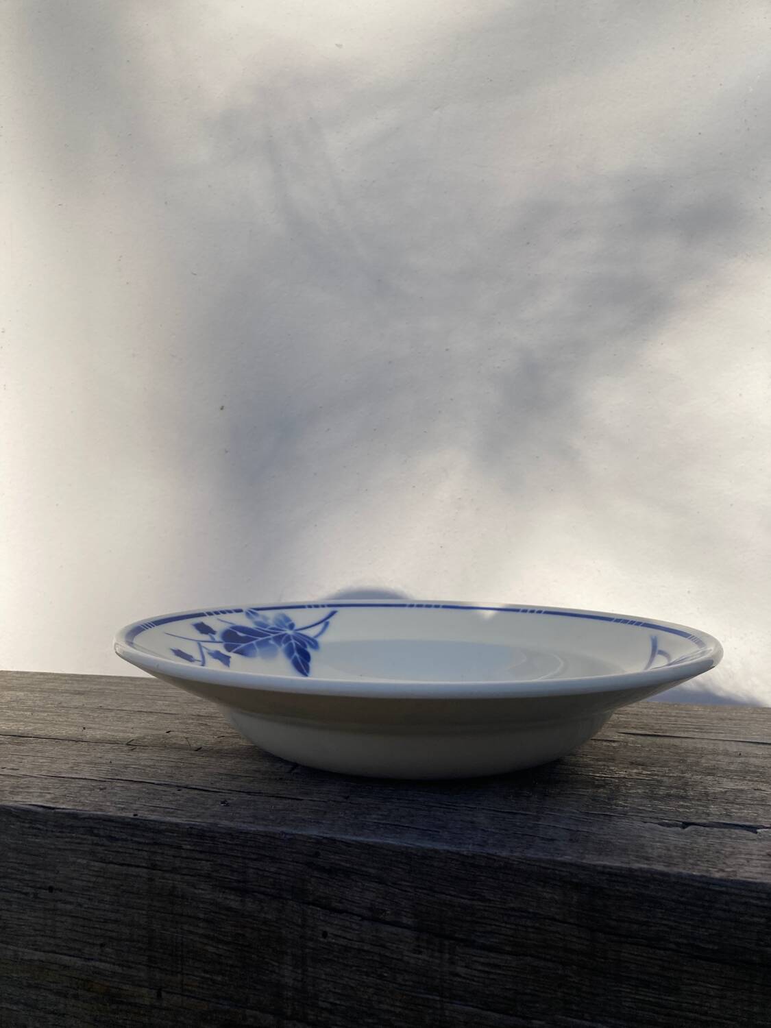 Blue earthenware salad bowl Moulin des loups