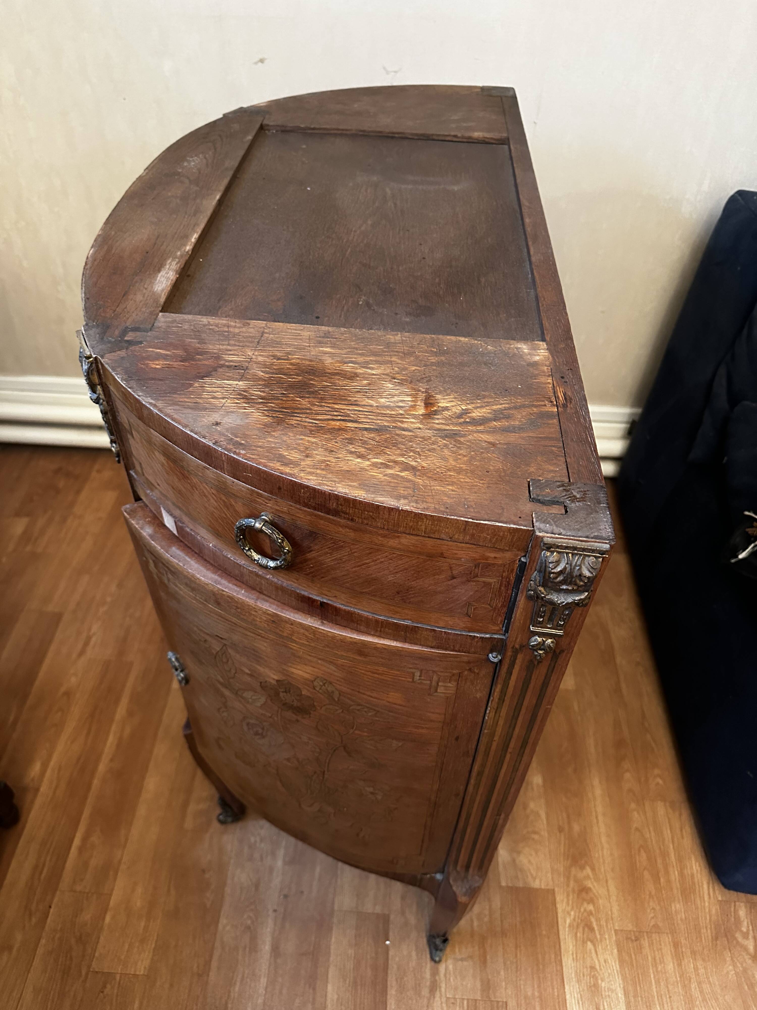 Louis XVI Style Half-Moon Chest of Drawers with Marquetry