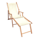 Transat avec extension chaise longue, en bois et tissu