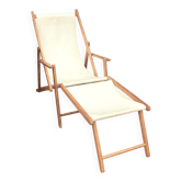 Transat avec extension chaise longue, en bois et tissu
