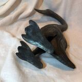Damascened metal bird sculpture