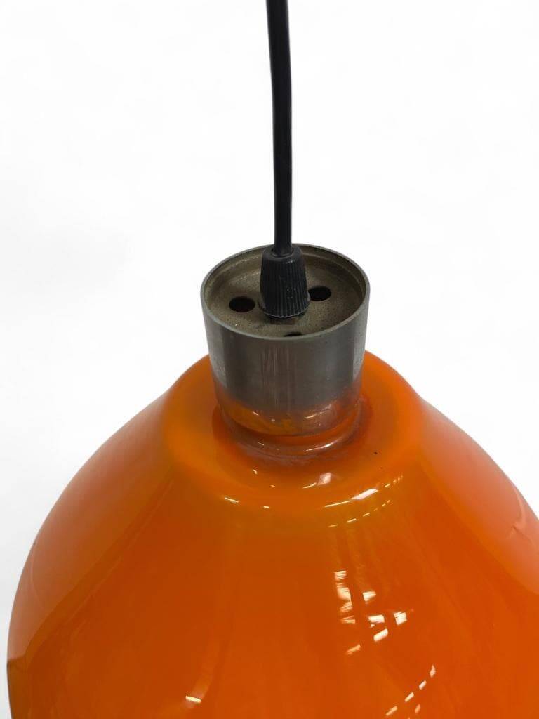 Vintage orange glass pendant light / space age chandelier