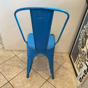 Authentic blue tolix metal chair by Xavier Pauchard vintage industrial 1950
