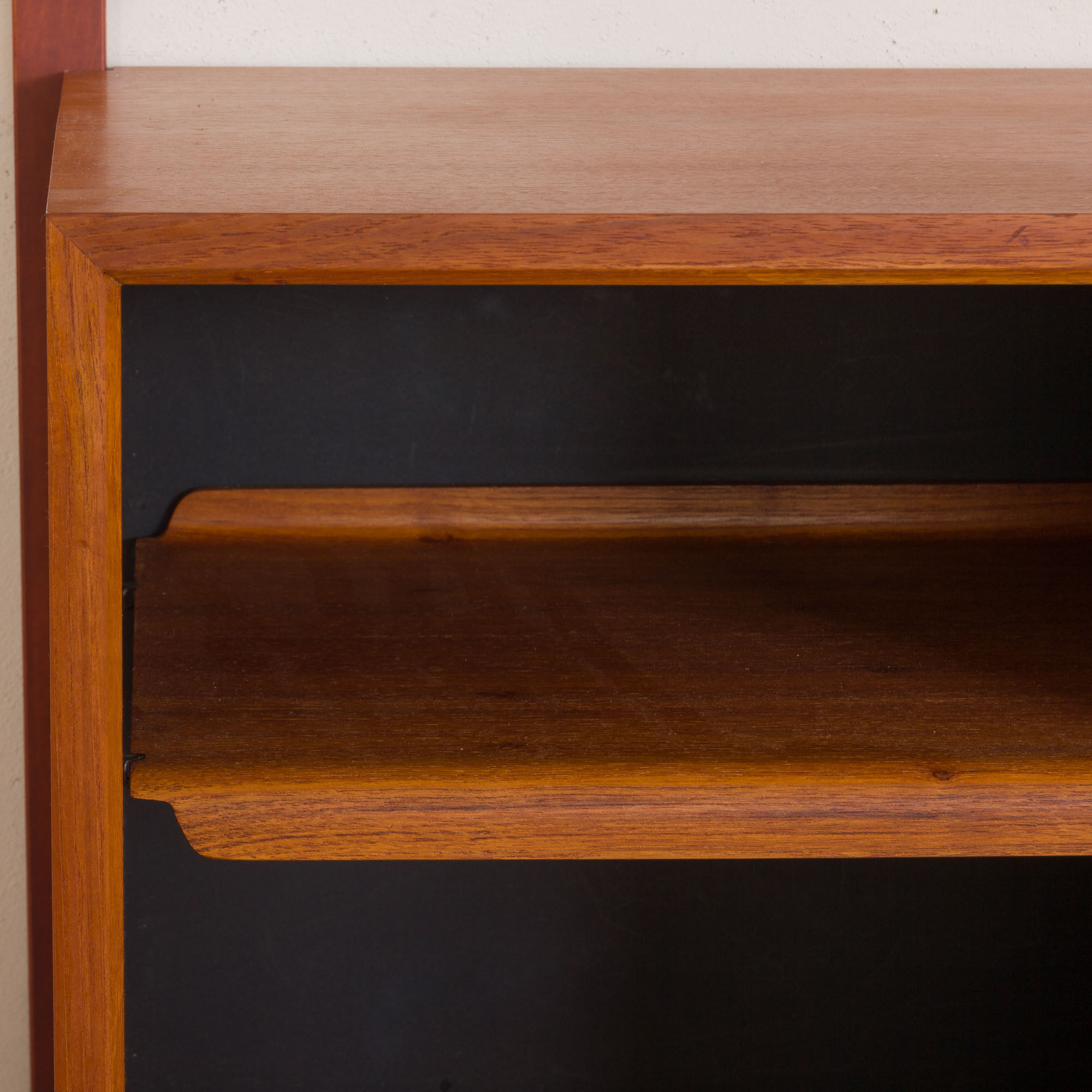 Teak wall unit 6 shelves with desk and cabinet