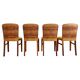 Set de 4 chaises Art Déco en placage de racine de noyer, velours