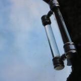 Vintage mirrored tray with glass and metal handles – H5 × W39 × D30 cm