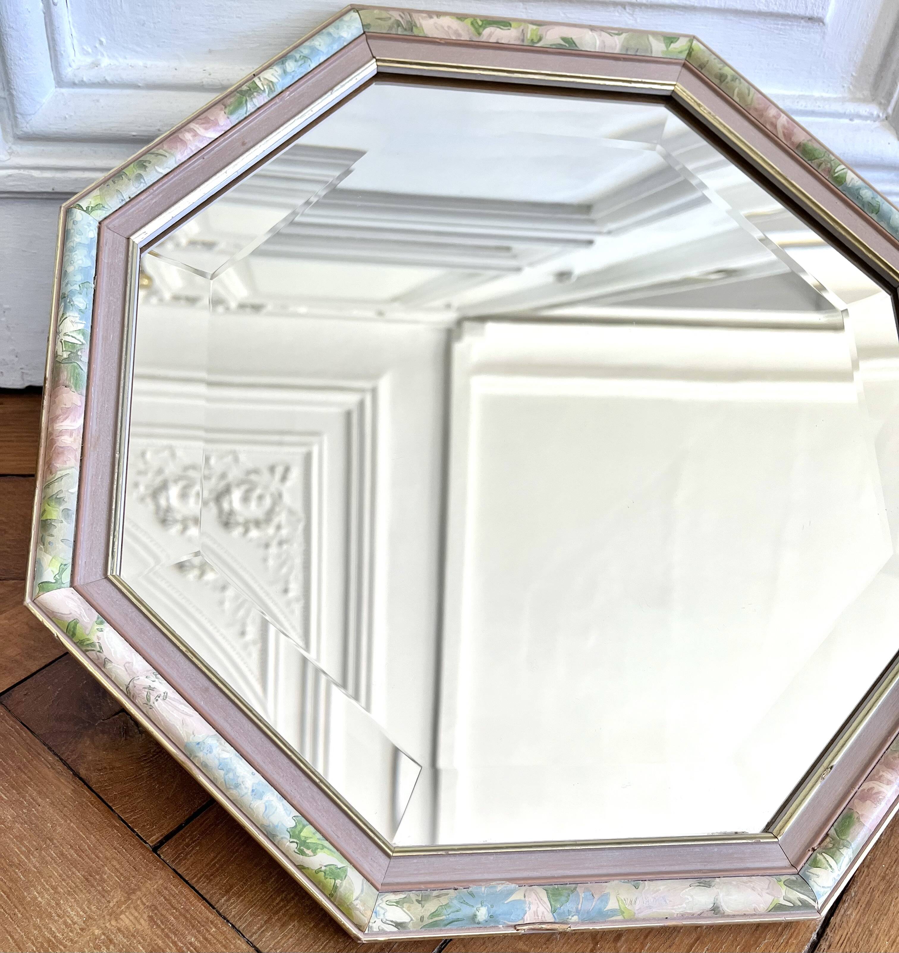 Vintage octagonal beveled mirror