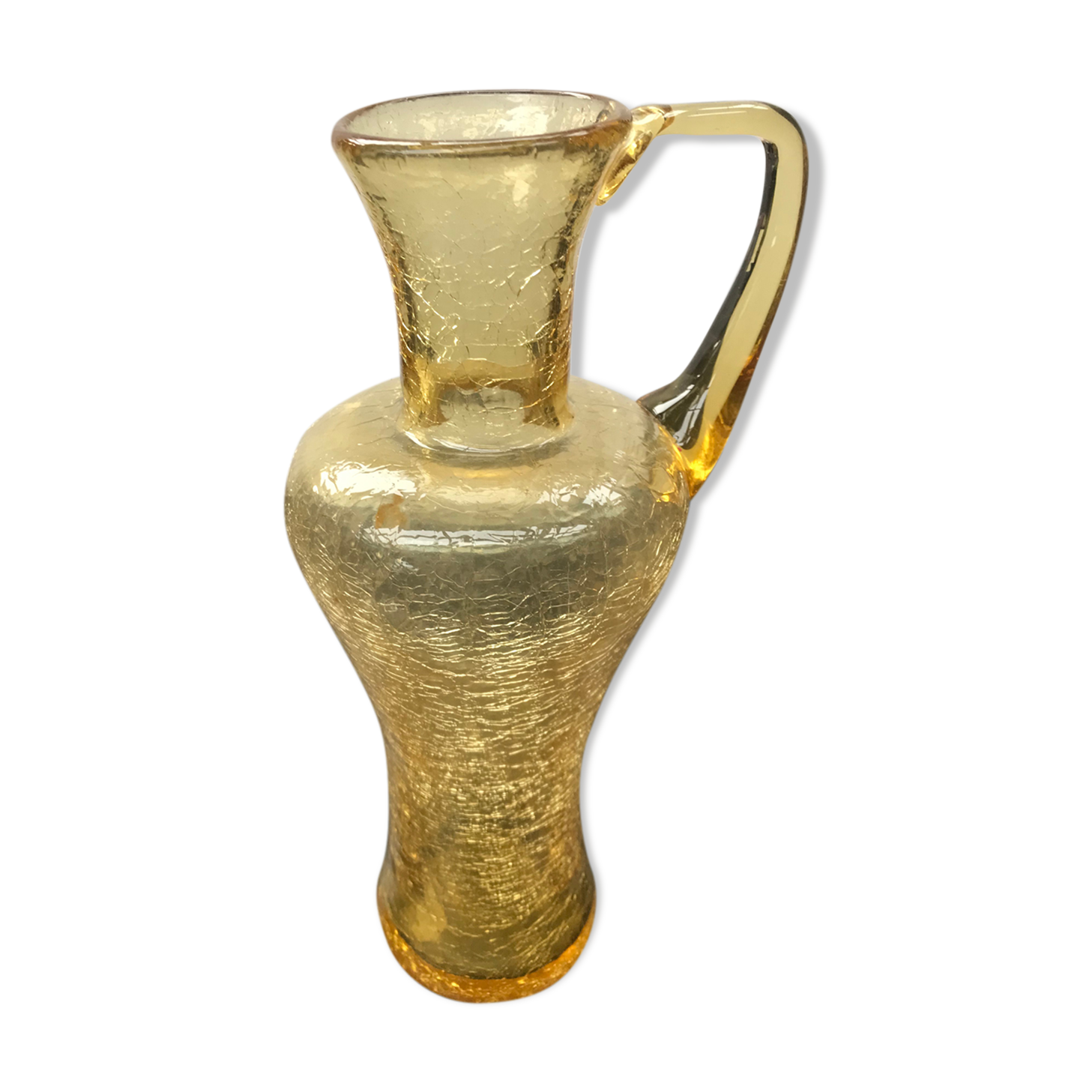 Former Carafe Glass Blown Yellow Cracked - Anse Decoration Vintage Kitchen