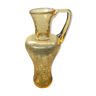 Former Carafe Glass Blown Yellow Cracked - Anse Decoration Vintage Kitchen