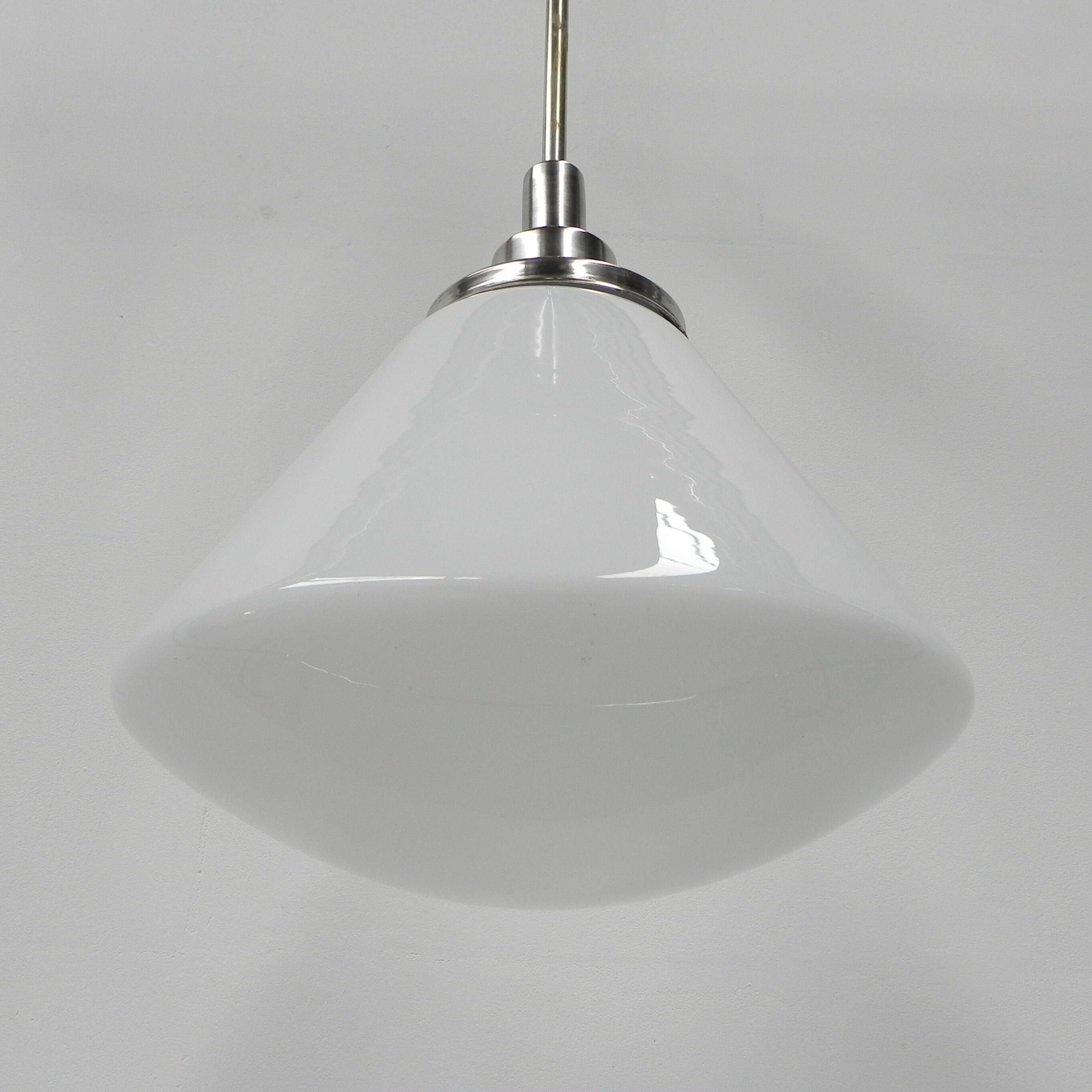 Art Deco school lamp with white glass shade