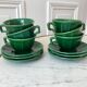 set of 6 cups and sub-cups in green slurry Lunéville 60s