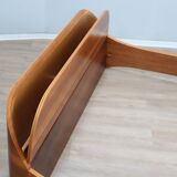 Italian 1970s Curved Walnut Bed Frame with Storage Headboard