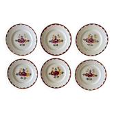 6 assiettes à dessert anciennes en faïence de Longchamp