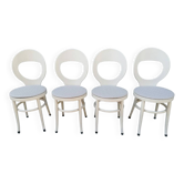 ensemble de 4 chaises Bauman, modèle Mouette, bois blanc, 1960