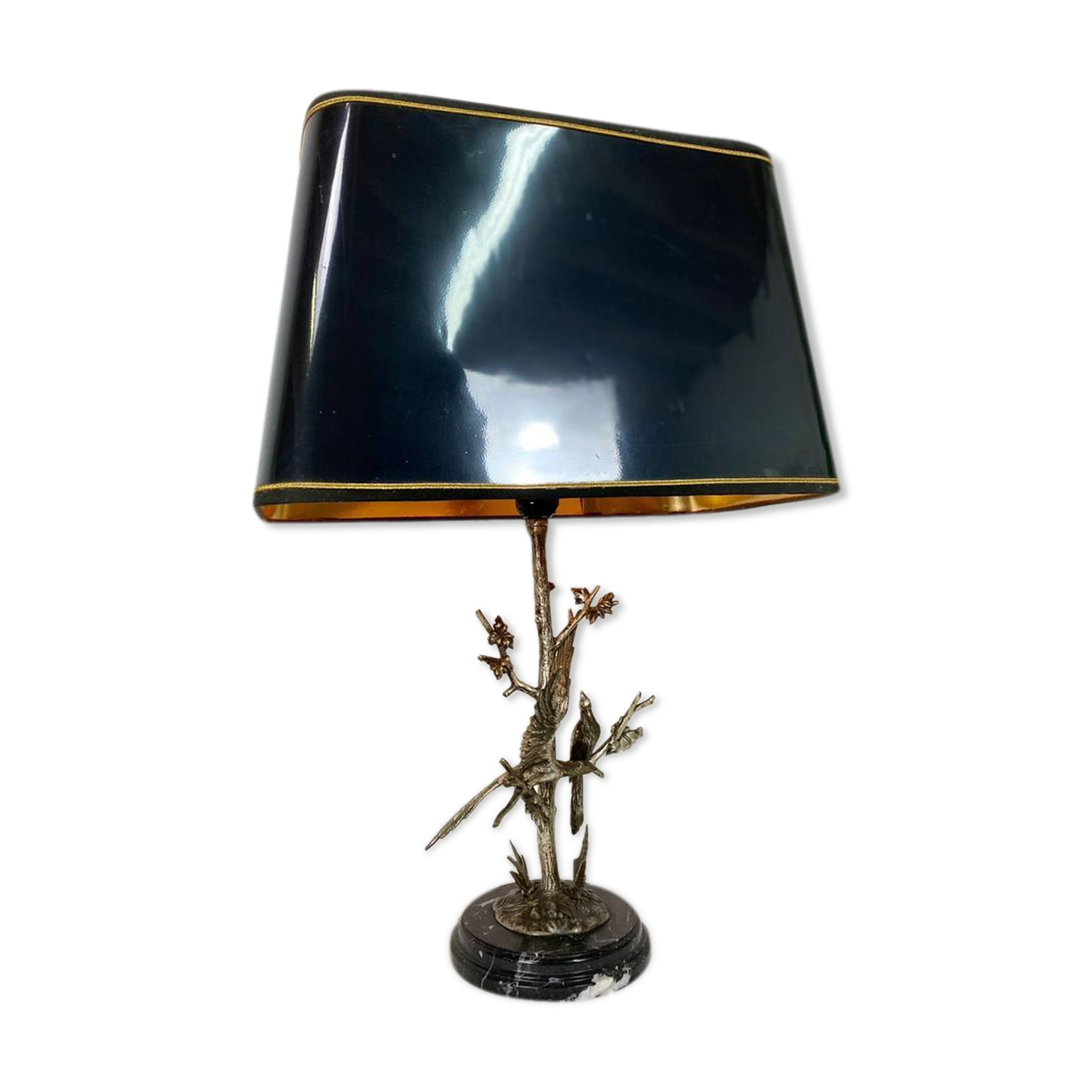 Vintage table lamp S Agudo, marble & silver metal
