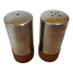 Salt and pepper set in teak and metal, Scandinavian style.