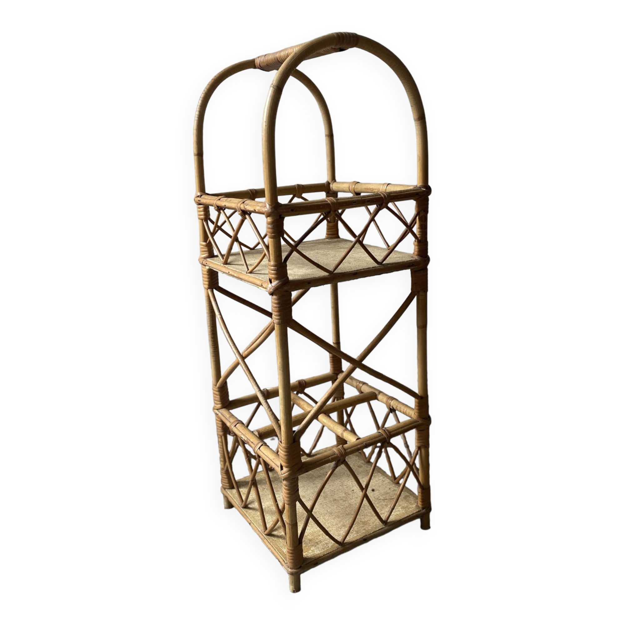 Vintage rattan bar or bottle holder