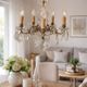 vintage pendant light from the 60s 70s with glass pendants and 5 candle holders