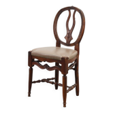 Chaise Gustavienne en noyer du XVIIIe siècle avec rembourrage en cuir, Royaume-Uni victorien