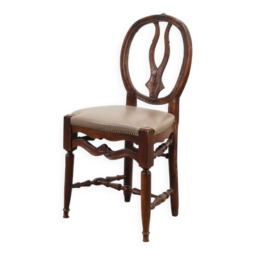 18th‑Century Gustavian Walnut Chair with Leather Upholstery, Victorian UK