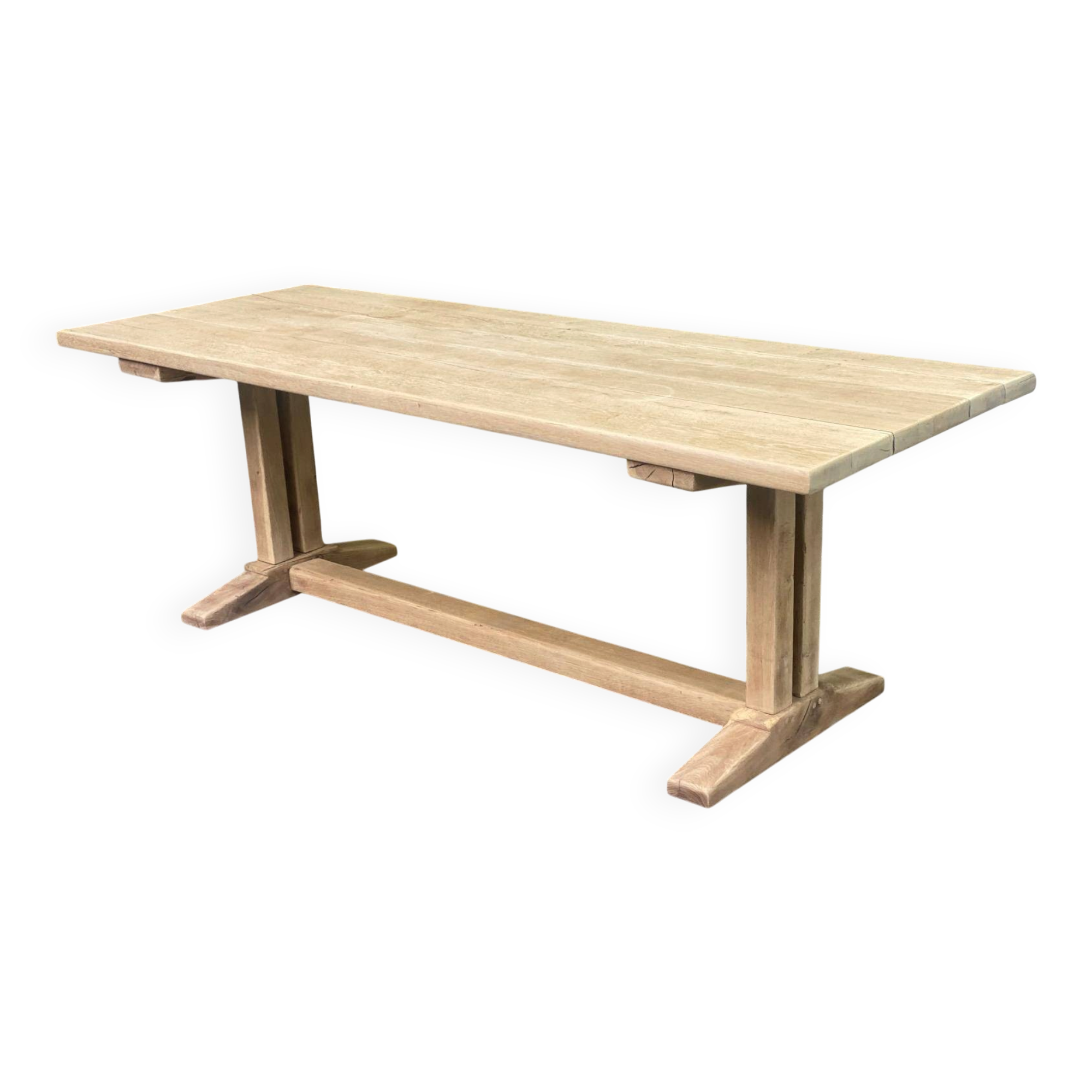 Grande Table de Monastère décapée en chêne massif brut 225cm