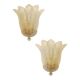 Contemporary Venetian Transparent Graniglia “Leaf” Murano Glass Wall Sconce