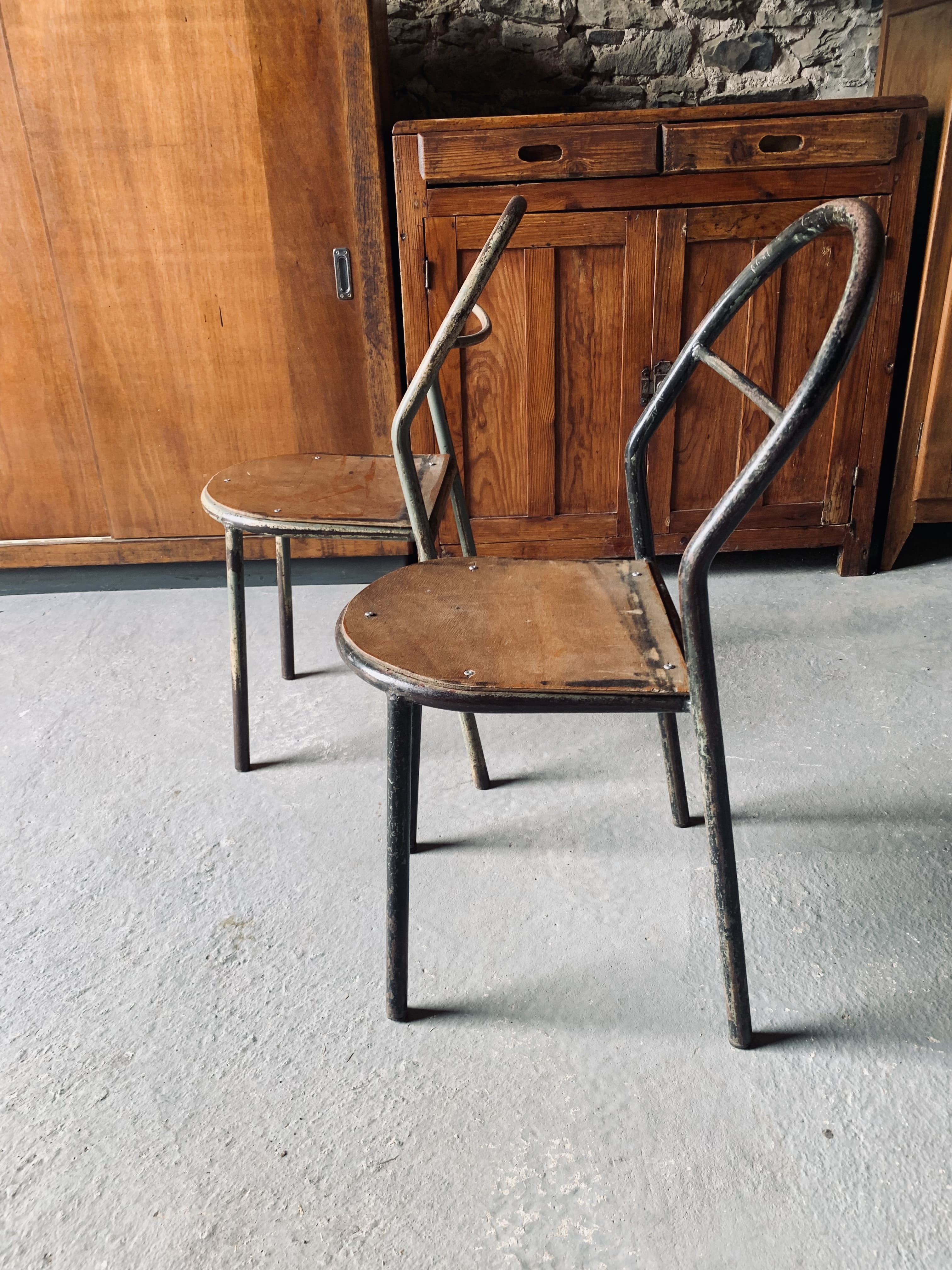 Set of 2 Mobilor chairs - 1950's - metal and wood