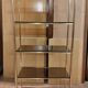 Vintage shelf in smoked glass and golden brass - 1970s