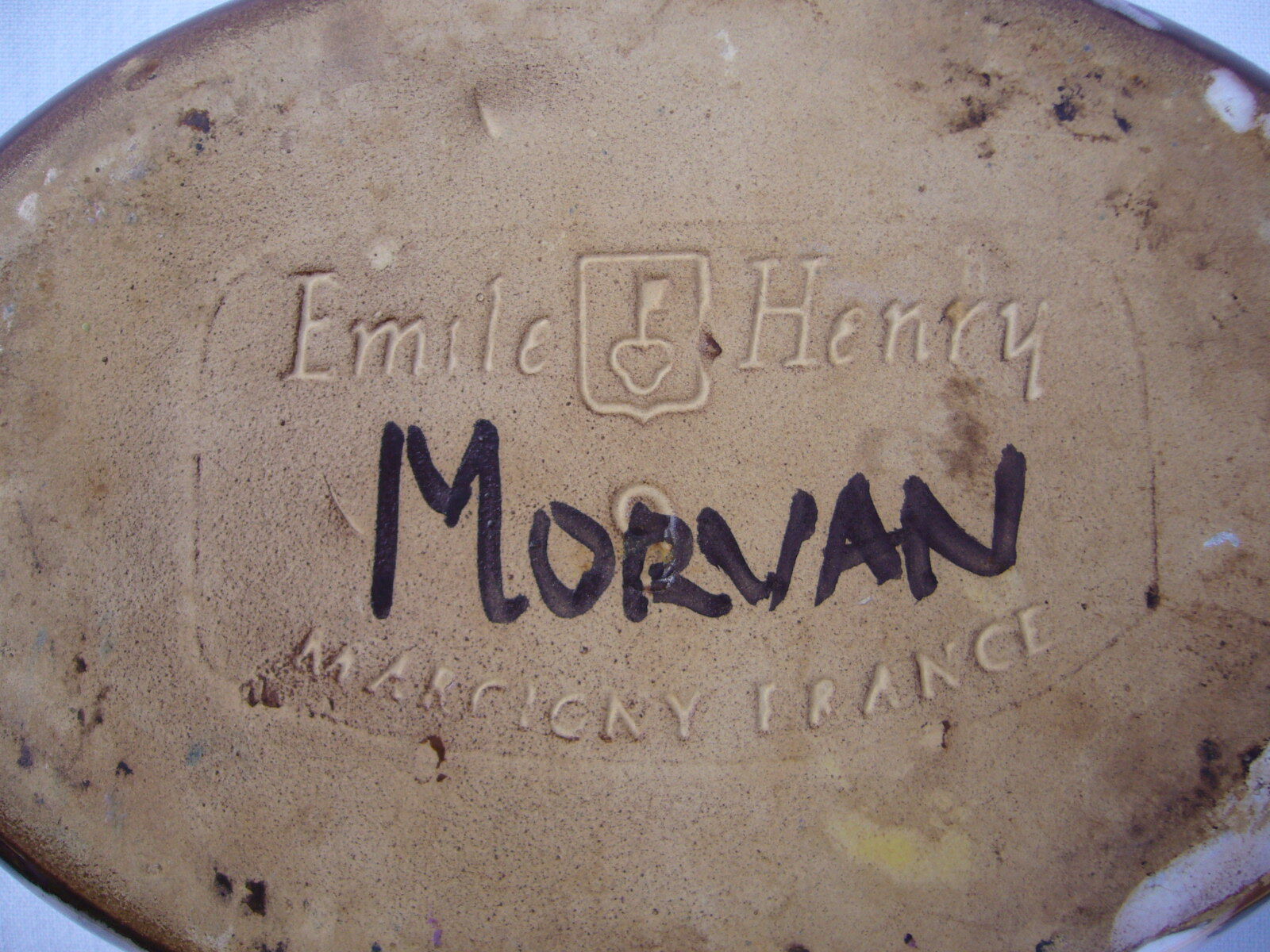 Vintage oval dish signed Emile Henry to Marcigny Morvan