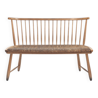 Arno Lambrecht woven wicker bench for WK Mobel, 1950s