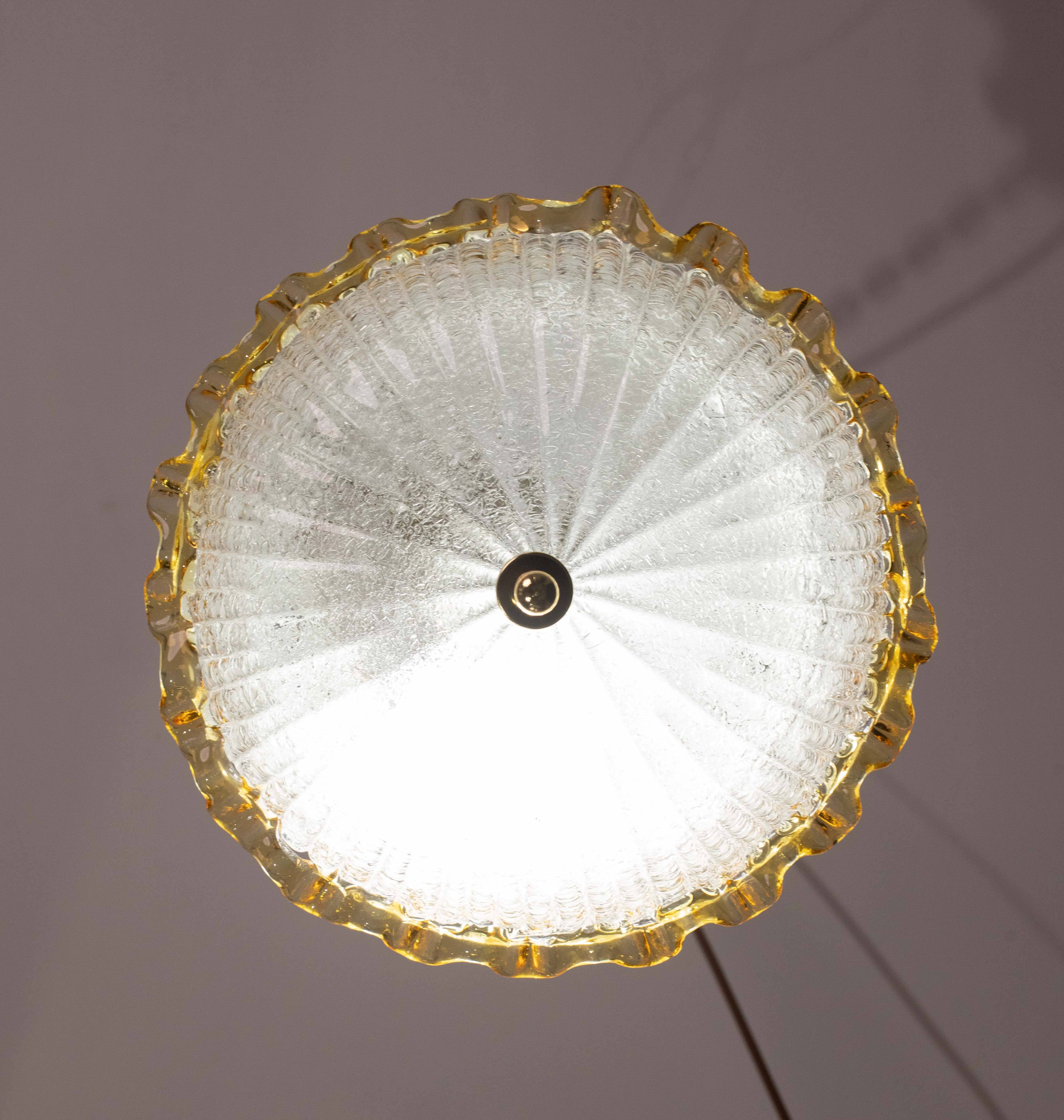 Set of 2 Charming Italian Yellow Murano Glass Ceiling Fixture, Murano, 1970