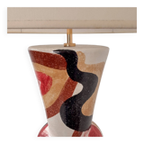 Large XXL ceramic lamp signed HO