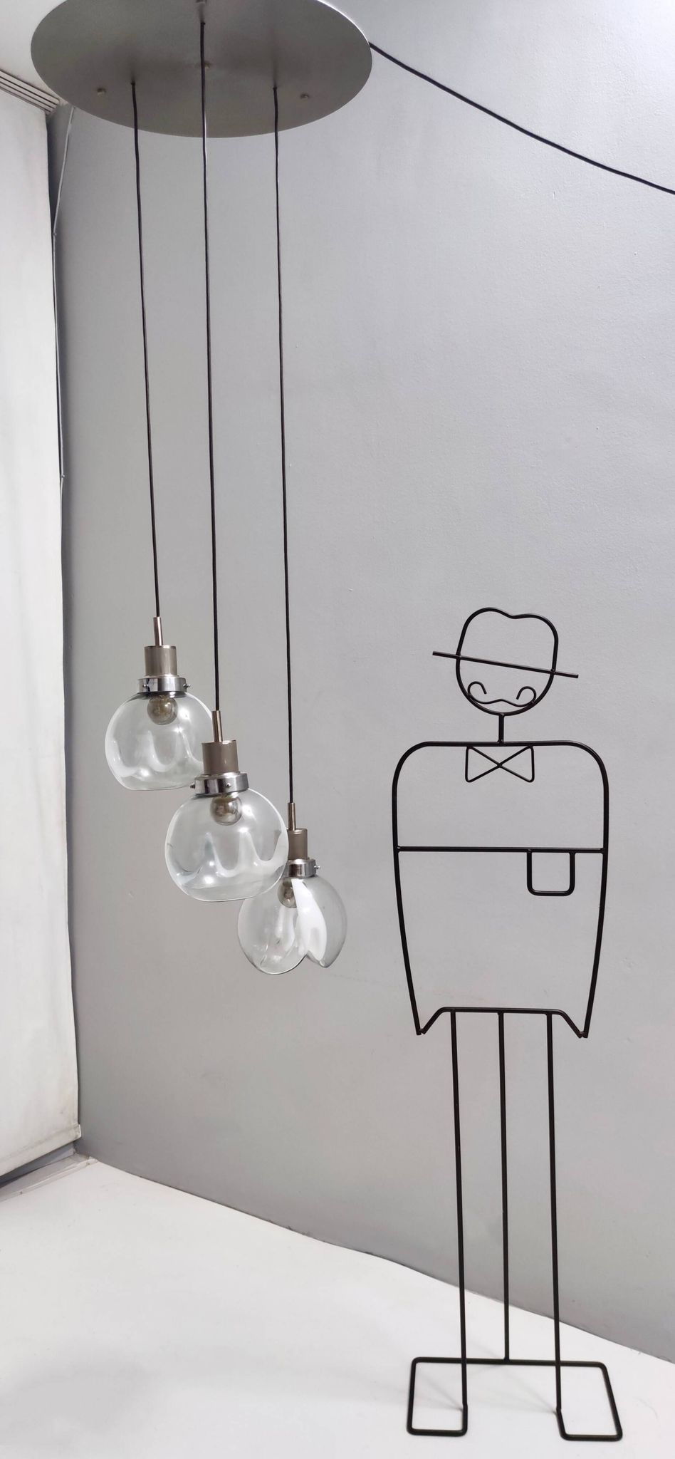 Murano Glass and Varnished Metal 3-Light Pendant by Toni Zuccheri for Venini
