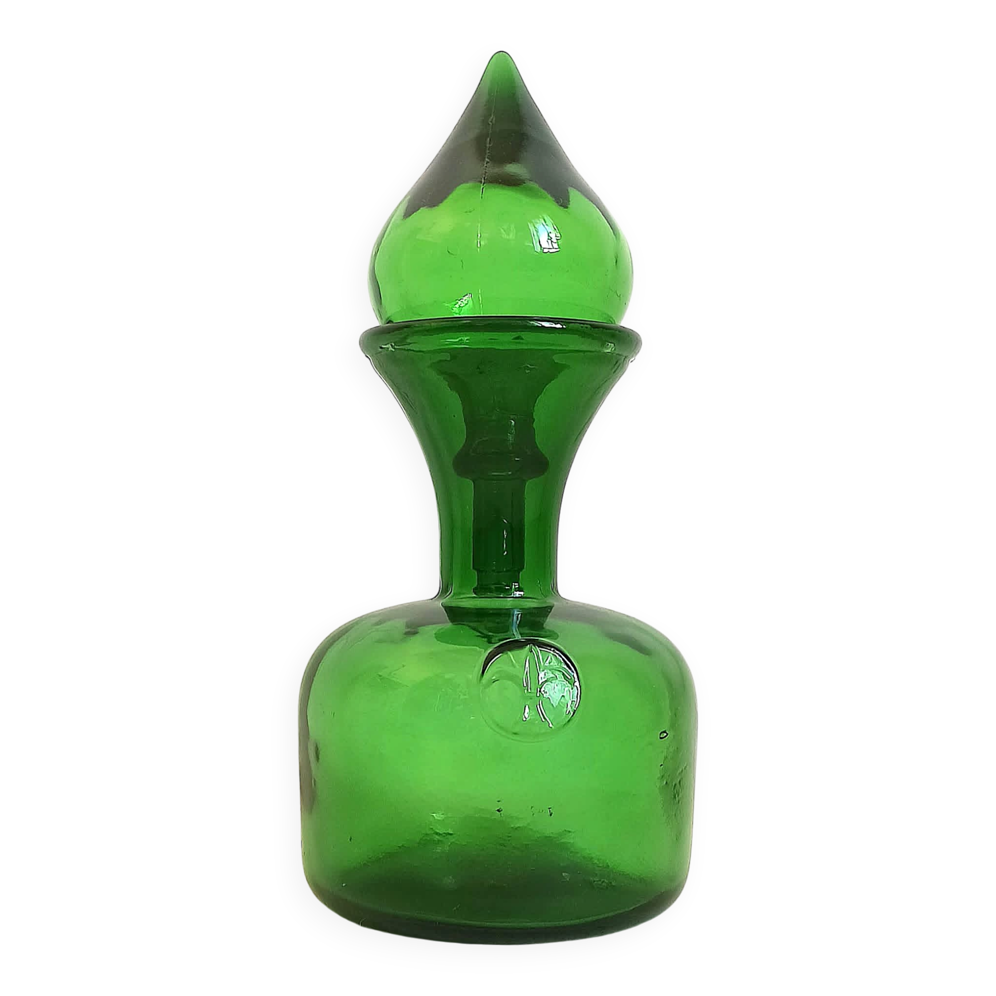 Carafe with stopper Empoli green 1970s Height 27 cm