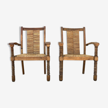 Paire de fauteuils style néo Basque 1950