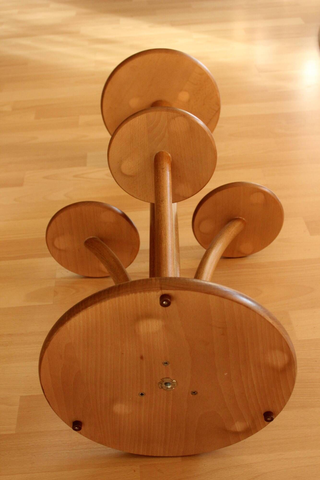 Solid oak wood plant stand, vintage from the 1950s, rare collectors item