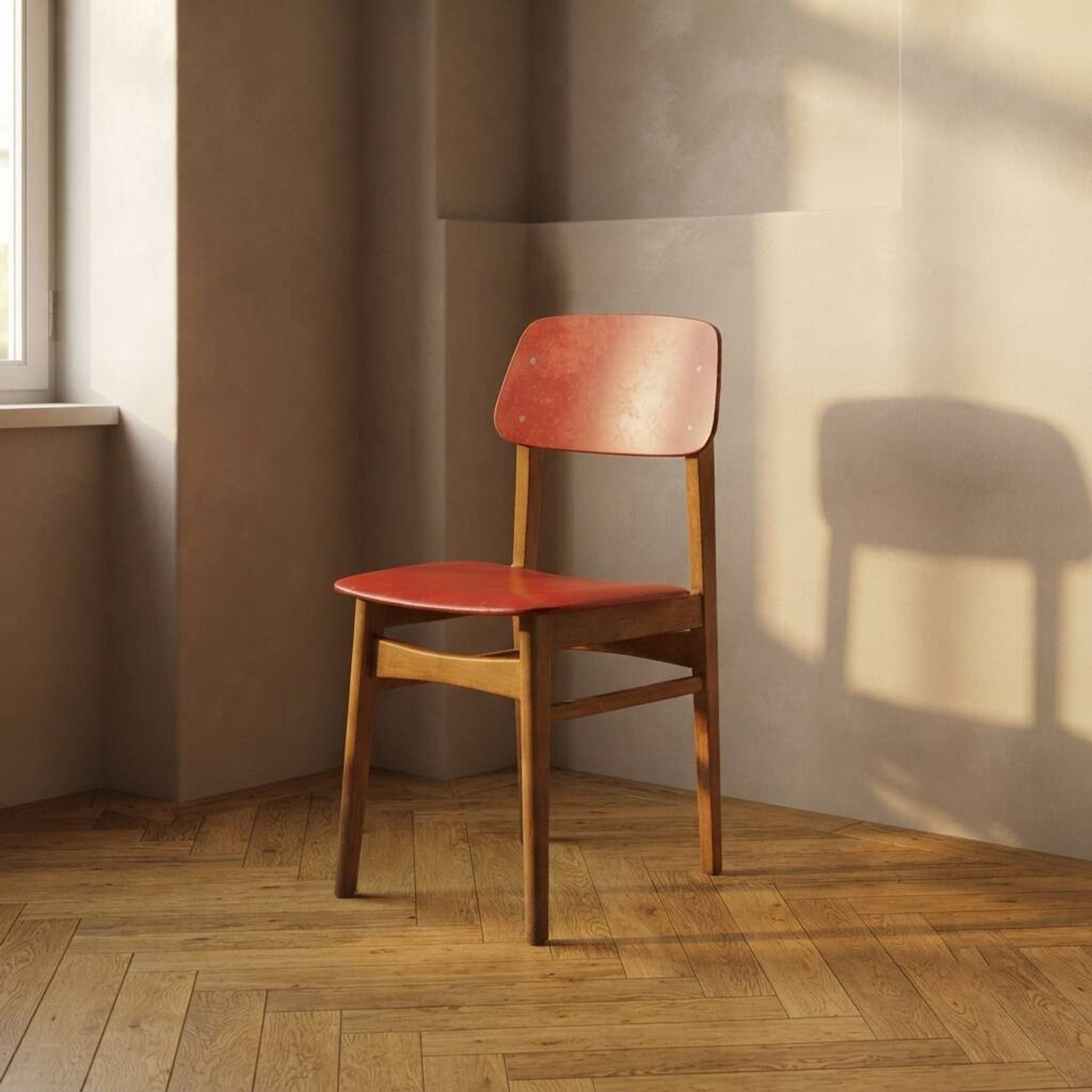 Mid-century colour chair, vintage wooden accent seating, 1960s