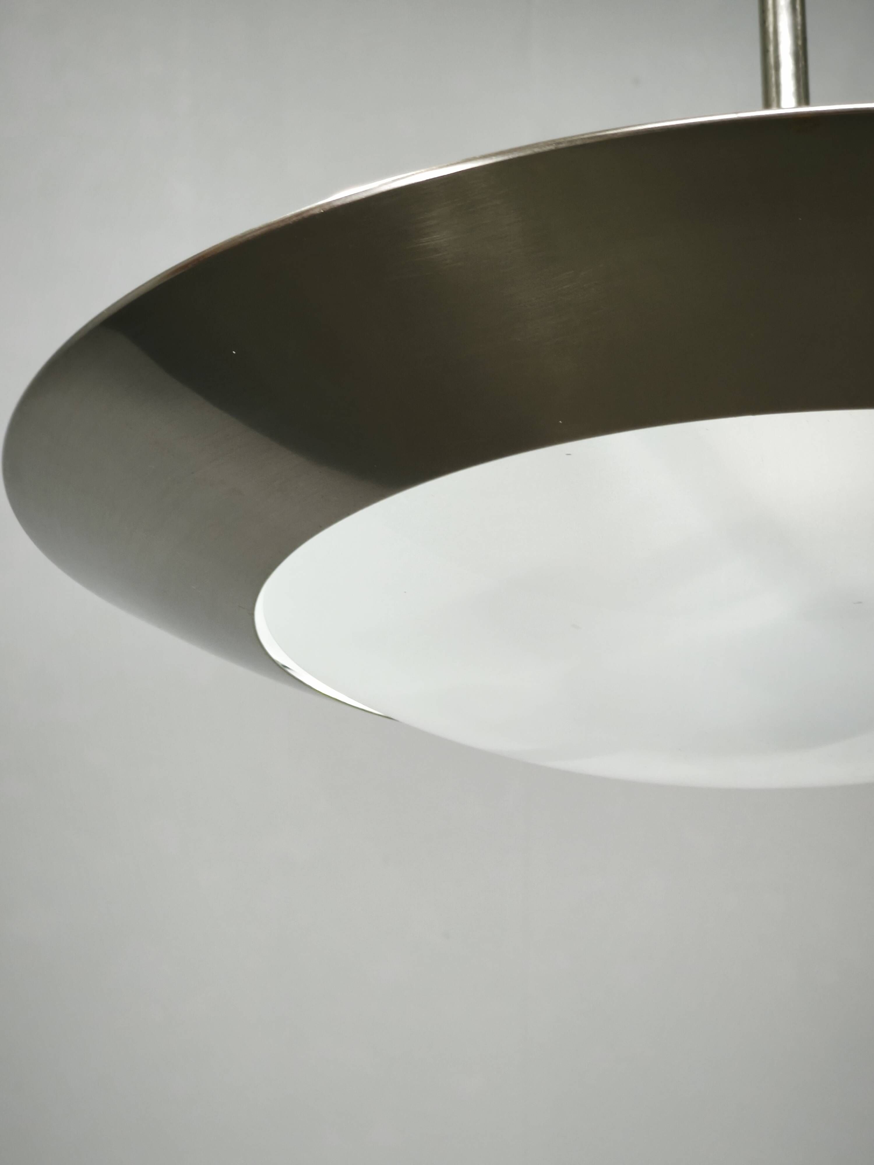 1930s Bauhaus Chrome and Glass Pendant Light from Czechoslovakia