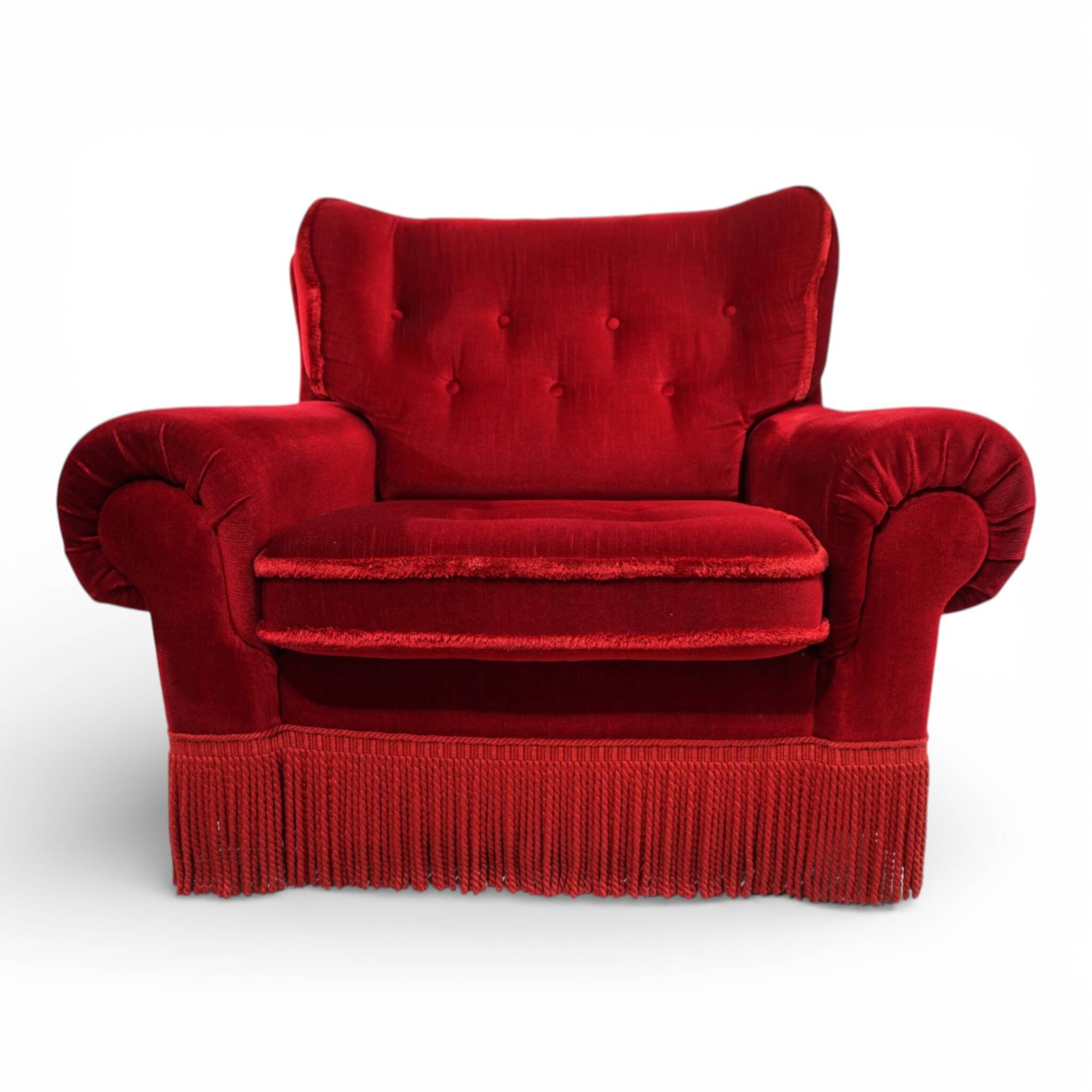 Hollywood Regency red lounge chair in Art Deco style, 1940