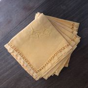 8 serviettes anciennes monogrammées CG - 38x38 cm - Coton